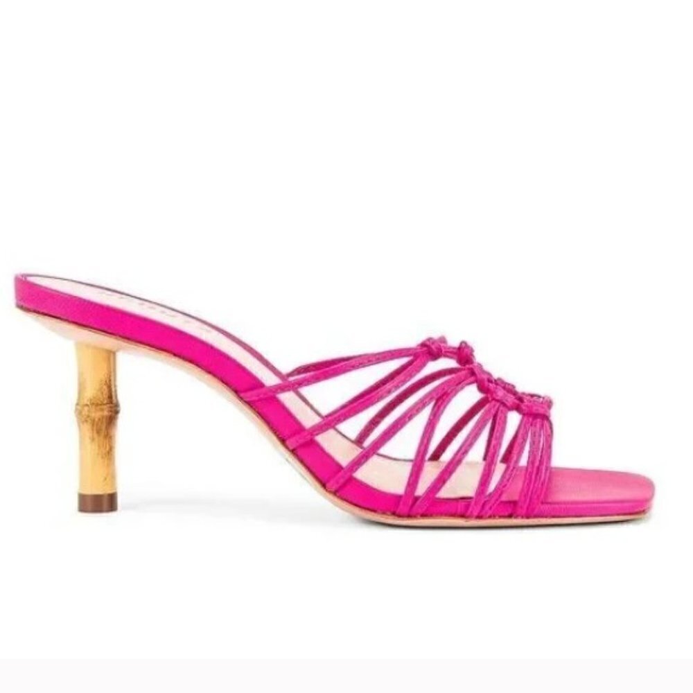 Schutz‎ Dileni Bamboo Heel Sandals Hot Pink Strappy Heels Size 8